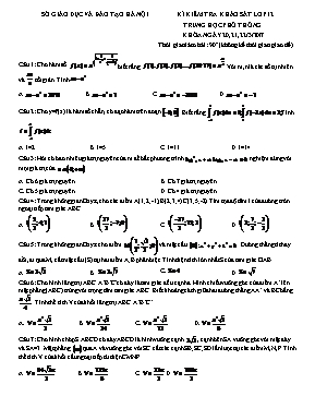 Đề kiểm tra khảo sát lớp 12 môn Toán - Trung học phổ thông